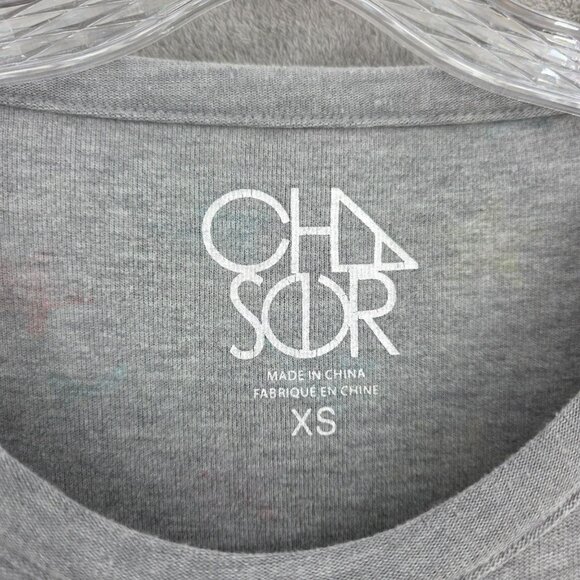 Chaser Sweatshirt Top XS Athletic Grey Colorful Rainbow Star Print Cropped Boxy - Picture 2 of 11